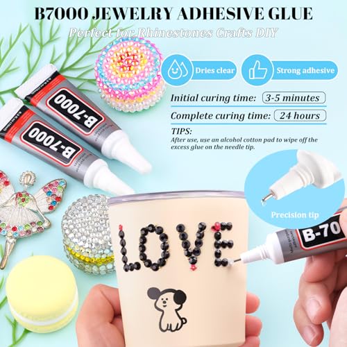 6000 Pcs Flatback Rhinestones Set with B7000 Glue for Crafts