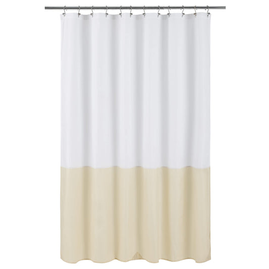 ALYVIA SPRING Waterproof Fabric Shower Curtain Liner - Soft & Light-Weight Cloth Shower Liner, 3 Bottom Magnets, Hotel Quality & Machine Washable - Standard Size 72x72, White and Cream