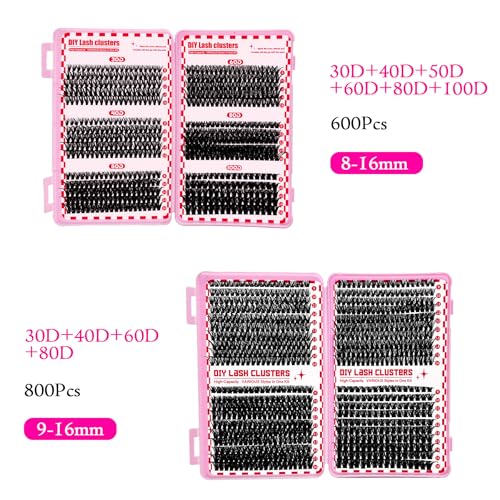 Lash Clusters Kit - 10-16mm DIY Individual False Eyelashes with Bond