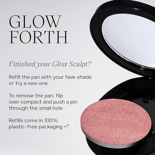 Saie Glow Sculpt Multi-Use Cream Highlighting Blush - Lightweight, Moisturizing Face Makeup Formula With Hyaluronic Acid + Micropearl for a Radiant, Lifted Glow - Peachglow (.02 oz)