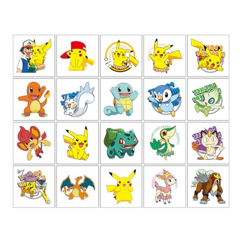 20Pcs Pokémon Temporary Tattoos Waterproof Stickers for Kids