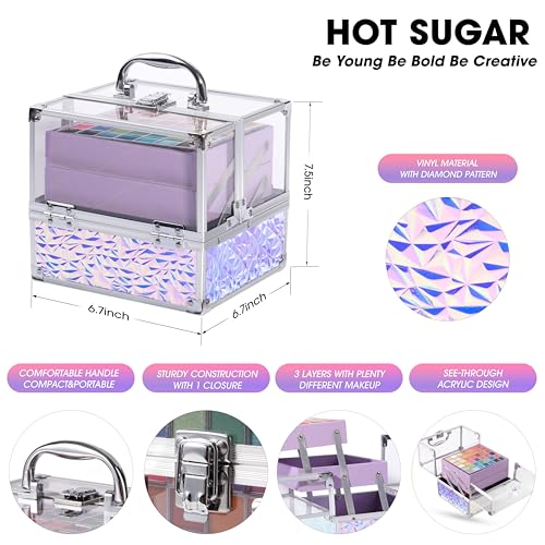 Hot Sugar Teen Makeup Kit for Girls 13-15, Kids Makeup Kit, Makeup Gift Set for Birthday Parties Makeovers & Christmas (Purple)