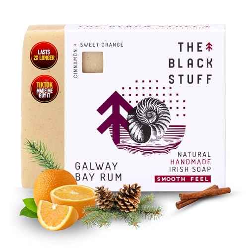The Black Stuff All Natural Bar Soap for Men Handmade Cold Process Soaps with Organic Ingredients and Essential Oils - Mens Soap for Daily Use, Galway Bay Rum Body Soap