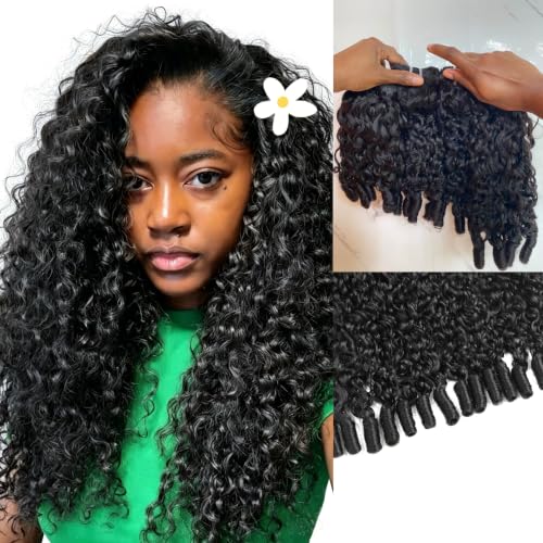 Nufnua Burmese Curly Human Hair Bundles 14-20 Inch Natural Color - 4 Pack