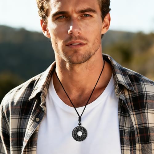 Black Obsidian Pendant Necklace for Men - Natural Healing Crystal