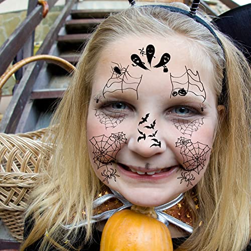 6 Sheet Halloween Spider Bat Temporary Tattoo Stickers