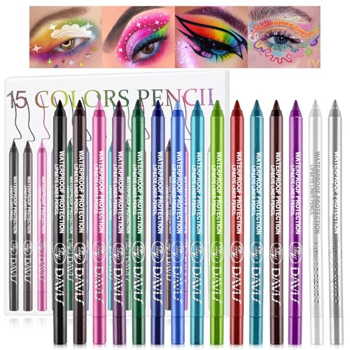 15-Color Eyeliner Pen Set - Waterproof Metallic Eye Makeup Kit