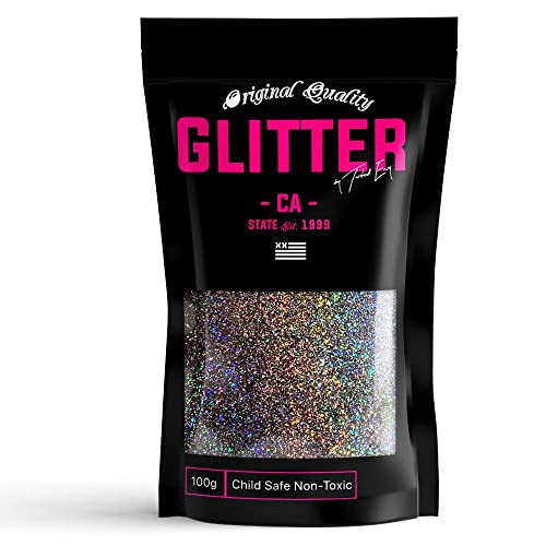 Charcoal Holographic Premium Glitter Multi Purpose Dust Powder 100g / 3.5oz for use with Arts & Crafts Wine Glass Decoration Weddings Cards Flowers Cosmetic Face Body (PACKAGING MAY VARY)