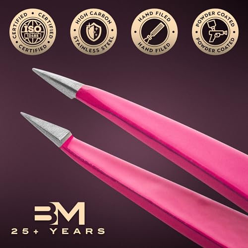 By MILLY Pointed Tweezers - High Carbon Stainless Steel Precision Hair Removal
