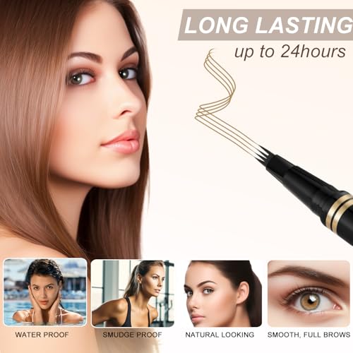 Eyebrow Pen,2-in-1 Waterproof Eyebrow Pencil with 4 Tip Microblading Brow Pen and Ultra-Precise Brow Pencil,with Dual-ended Eyebrow Brush,Eyebrow Makeup for Natural Looking-Dark Blonde