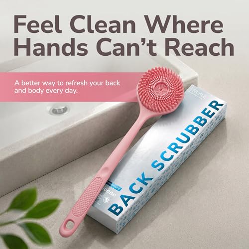 SILKLE Silicone Back Scrubber with Long Handle - Shower Body Exfoliator