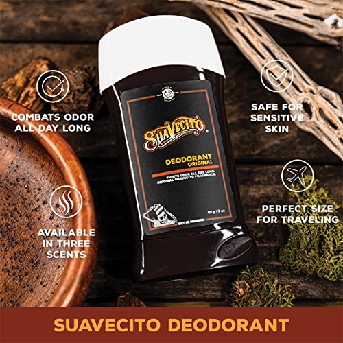 Suavecito Pomade Signature Scent Essentials Bundle: Hair Styling Pomade, Aluminum Free Deodorant, Moisturizing Body Soap