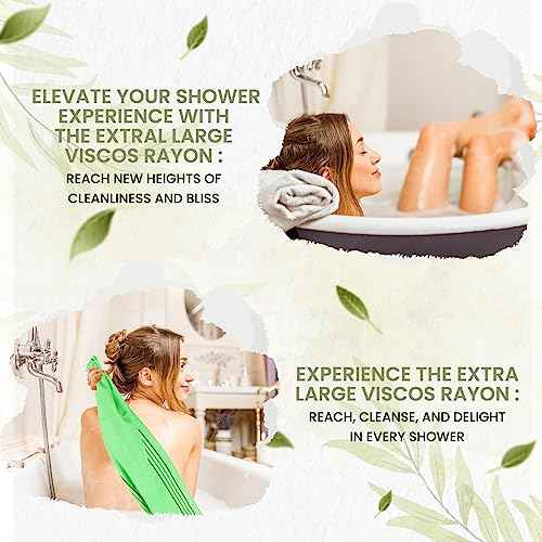 Extra Large Size 35.4" x 11" (2 PCs) Korean Asian Exfoliating Bath Washcloths Mitt Scrub for Body and Back washcloth Glove Viscose Rayon Towel for Soft Skin