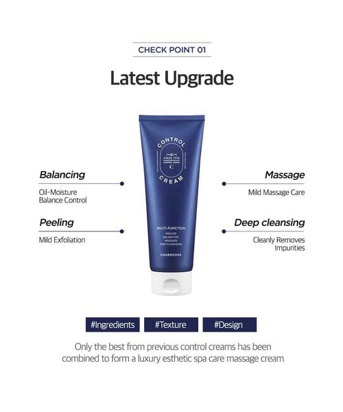 CHARMZONE Control Cream [NEW VERSION] – Korean Skincare Exfoliating Face & Body Massage Cream for Removing Sebum & Dead Skin Cells, Hydrating Self-Massage Moisturizer (150ml / 5.07 fl oz)