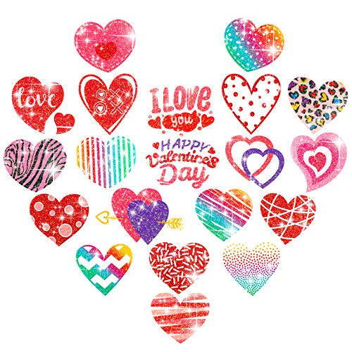 Whaline 160Pcs Glitter Heart Temporary Tattoos Valentine Party Favor