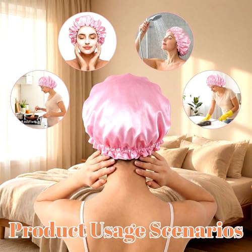 Guduling 2 in 1 Adjustable Pink Hair Wrap Cap Bonnet