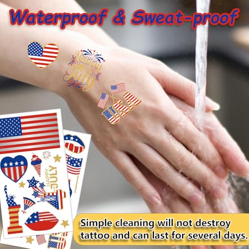 4th of July Temporary Tattoos, 120pcs - Patriotic Designs