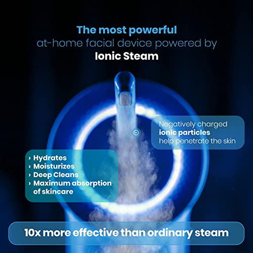 Pure Daily Care NanoSteamer Clinical 10-in-1 Smart Dermatologist Grade Ionic Facial Steamer - 2 Multi-Position Face Steamer Nozzles for Aromatherapy - 6 Pre-Porgrammed Modes - Include Extraction Set