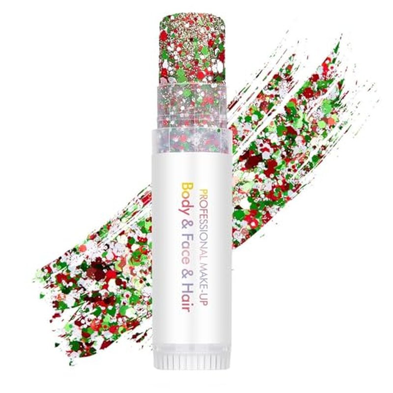 Christmas Glitter Stick - Red, Green & White Face & Body Makeup