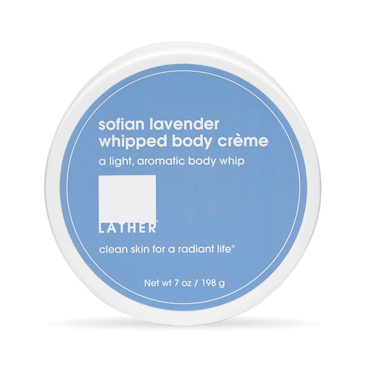 LATHER Body Cream - Sofian Lavender Whipped Body Butter - Rich Daily Body Moisturizer for Deep Hydration - Nourishing & Non-Greasy for Long Lasting Moisture - Essential Oil Blend - 7 Oz