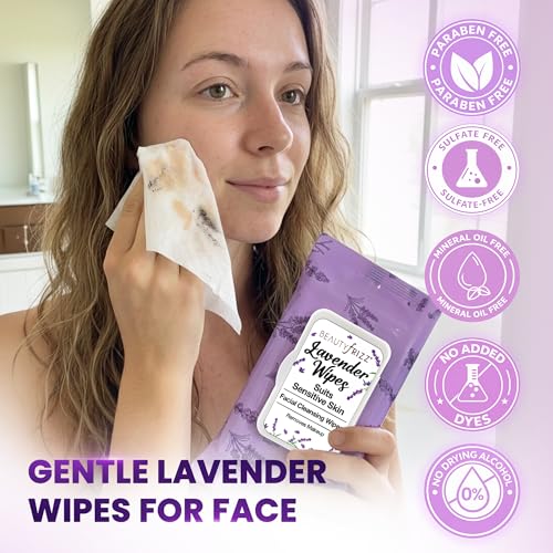 Lavender Face Wipes Makeup Remover - 120 Soft Cleansing Wipes