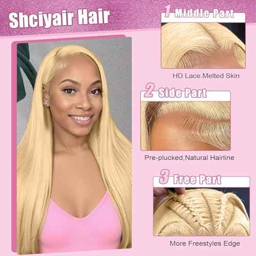 28 Inch 613 Lace Front Wig Human Hair Blonde 13X6 HD Transparent Lace Front Wigs Human Hair 220% Density Blonde Glueless Wigs 613 HD Straight Lace Frontal Wigs Pre Plucked