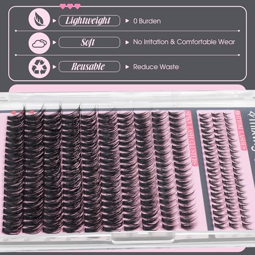 Lvmixwig Spiky Volume Wispy False Eyelash Clusters with Bottom Lashes 5-18MM