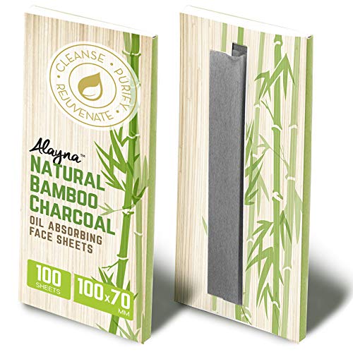 Alayna Bamboo Charcoal Oil Blotting Sheets for Face - Absorbing Tissues, Oily Skin Control, Portable, 1 Pack