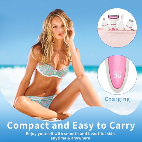 LED Display Electric Razor for Women Men,4 in 1 Rechargeable Wet & Dry Electric Shaver and Facial Hair Remover,2026 Painless Ladies Body Razors for Nose Face Body Leg Bikini Arm Hair (Purple)