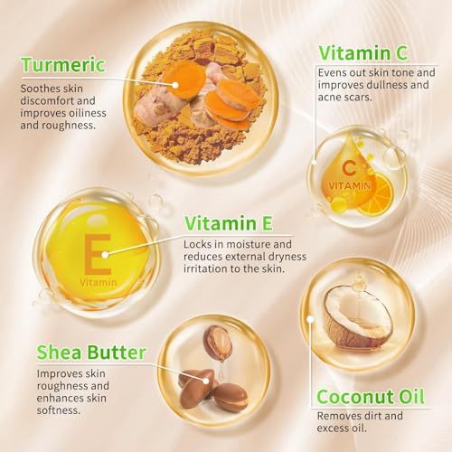 15 PCS Turmeric Skin Care Set - Turmeric Skin Care Kit Long-Lasting Moisture, Oil Control & Smooth Skin - With Cleanser, Soap, Scrub,Toner, Face Oil, Eye Cream, Lotion, Cream & Facial Masks
