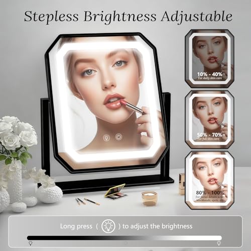 Lighted Makeup Mirror with 10x Magnifying Mirror, 3 Color Modes