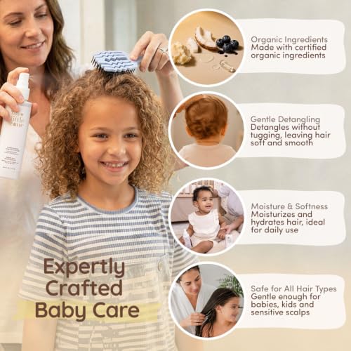 Kids Detangler Spray with Organic Plant-Based Ingredients - Light, Gentle, No Rinse - 5.1 fl oz