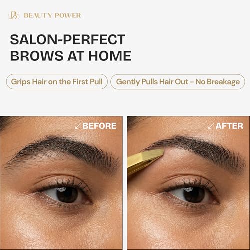 Professional Slant Tweezers for Eyebrows & Facial Hair Removal