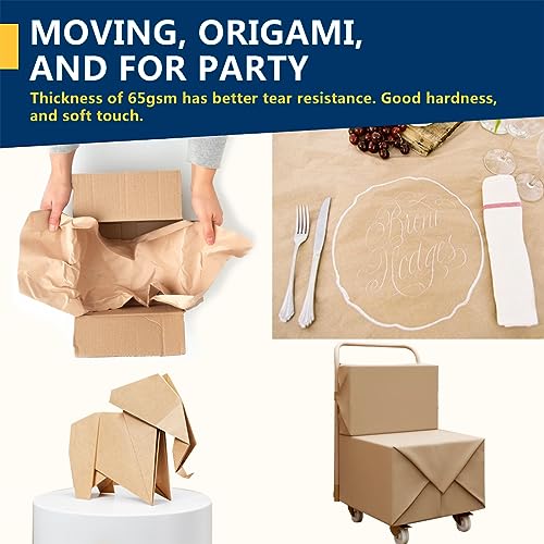 PerkHomy Brown Kraft Paper Roll 17.5x100 Inches for Gift Wrapping & Crafts, 70GSM 50LB