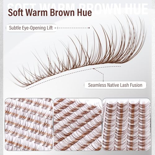 Brown Cluster Lash Extensions Kit - 120pcs Wispy C Curl