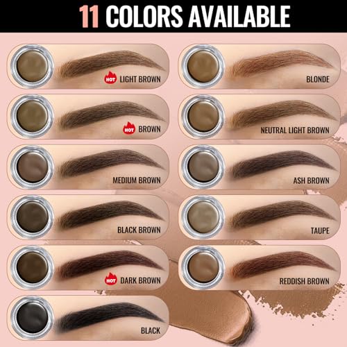 iMethod Eyebrow Stamp Stencil Kit - Brow Stamp and Stencil Kit with Brow pomade, 27 Reusable Stencils, Dual-ended Brush and Sponge Applicator, Brow Trio Eyebrow Kit, Easy to Use, Black Brown