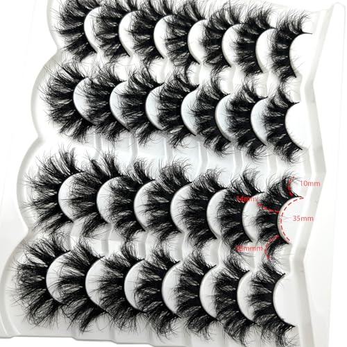 Mink Lashes Fluffy 20mm Long Dramatic Lashes Pack 25mm Big Lash Strips Volume Faux Mink Thick Eyelashes D Curl False Eyelashes Bulk