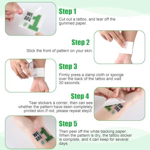Colarr 180 Pcs Green and Black Team Spirit Temporary Tattoo 2", 1.5" Face Body Paw Go Team Cheer Tattoo Removable Glitter School Spirit Stickers for Classroom Cheerleading Football Sports Games