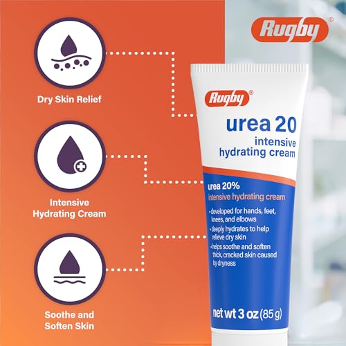 Rugby Urea 20% Intensive Hydrating Cream - 3 Oz for Dry Skin Relief