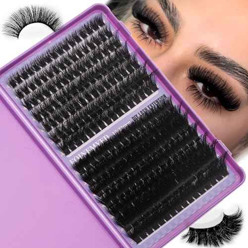 Lash Clusters 100D+200D Thick Volume Eyelash Clusters 12-22mm Long Cluster Lashes Eyelash Extensions Individual Lashes Clusters DIY at Home Eyelashes D Curly Lash Extension by FOINEMYED