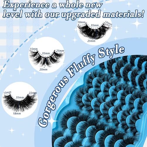 21 Pairs False Eyelashes 18-25mm 8D Volume D Curl Mink