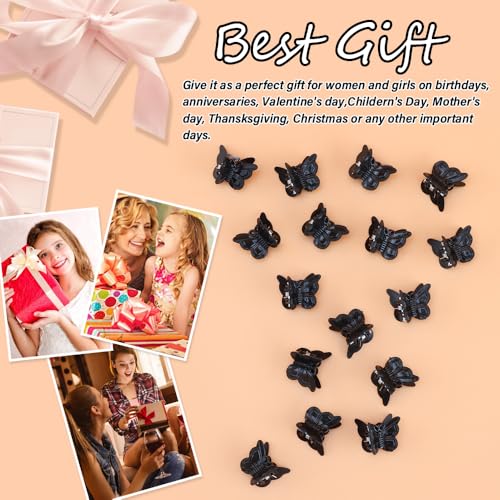 60PCS Mini Black Butterfly Hair Clips with Storage Box - Y2K Accessories