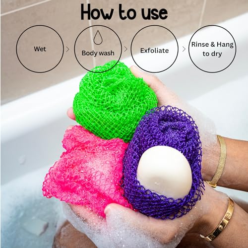 African Net Sponge 2 Pack - Extra Long Exfoliating Body Scrubber