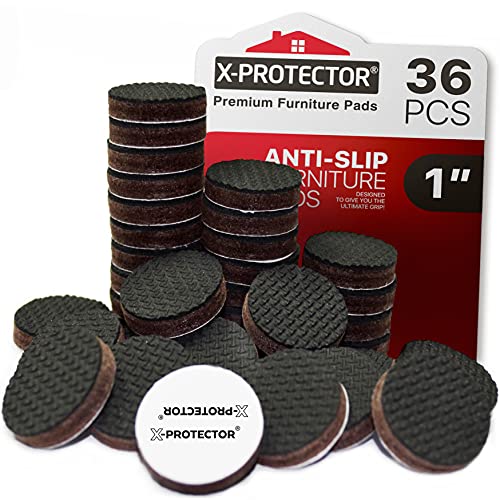 Non Slip Furniture Pads 36 pcs 1" X-Protector - Premium Furniture Grippers - Self-Adhesive Rubber Feet Furniture Feet - Ideal Non Skid Furniture Pad Floor Protectors - Keep Furniture in Place!