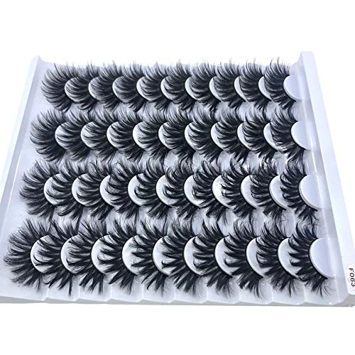 20 Pairs 25mm 3D Mink Lashes Bulk - Wispy Natural False Eyelashes