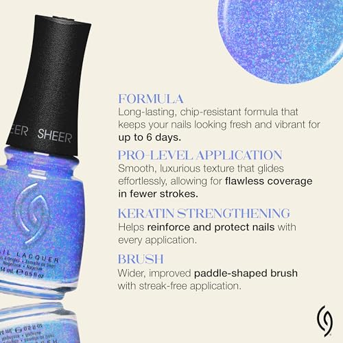 China Glaze Good Luxe Charm Periwinkle Blue Glitter Nail Polish 0.5 fl oz