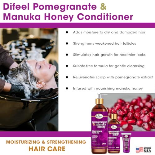 Difeel Pomegranate & Manuka Honey Conditioner 2.5 oz - Travel Size for Damaged Hair