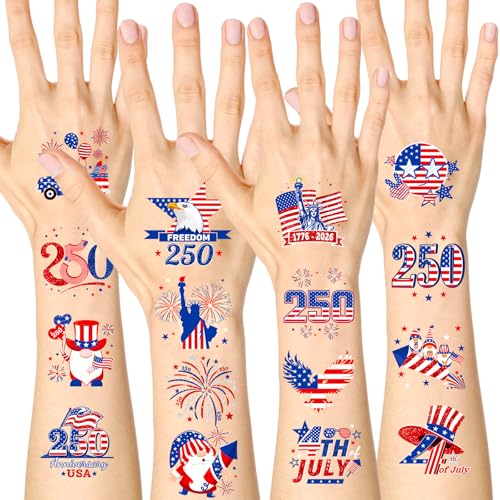 72Pc 4th of July Temporary Tattoos - Patriotic Party Favors
