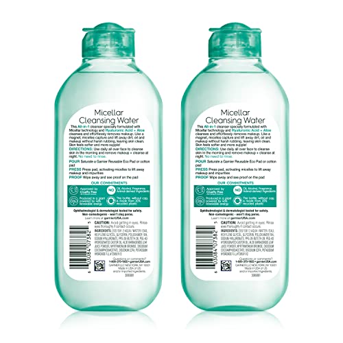 Garnier Micellar Water with Hyaluronic Acid - Hydrating Makeup Remover, 13.5 Fl Oz