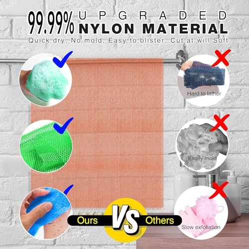UJFQBH African Bath Sponge Set 3 Colors Long Net Exfoliating Body Scrubber